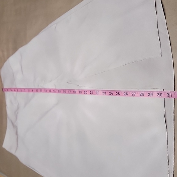 Express Size 4 Bone Colored High Waisted Satin Front Slit Midi Slip Skirt - Picture 12 of 16